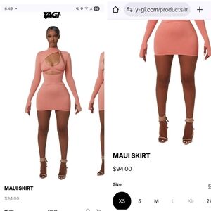 YAGI WRLD MAUI Knit Mini Skirt - Peach, Salmon XS. New Without Tags